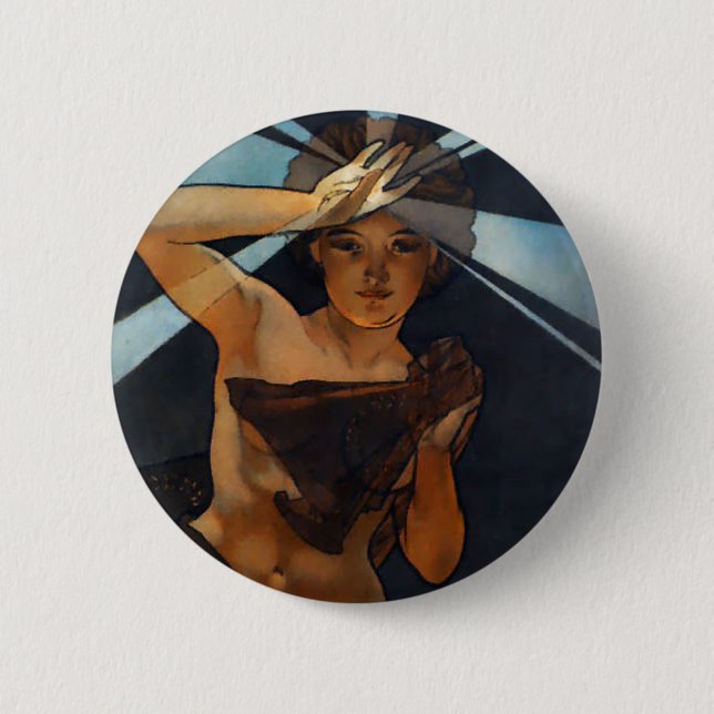 Alphonse Mucha Morning Star Button (Front)