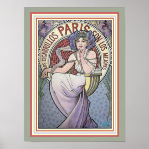 Alphonse Mucha Paris Cicarrillos Poster 12 x 16