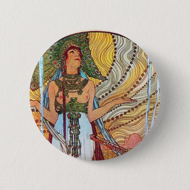 Alphonse Mucha Peacock art 6 Cm Round Badge (Front)