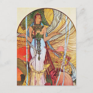 Alphonse Mucha Peacock art Postcard