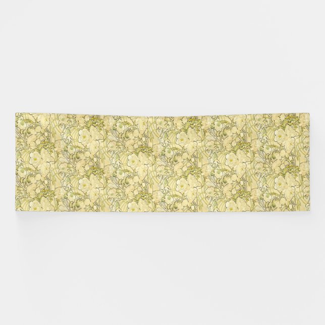 Alphonse Mucha Peonies Art Nouveau Floral Pattern Banner (Horizontal)