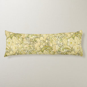 Alphonse Mucha Peonies Art Nouveau Floral Pattern Body Cushion