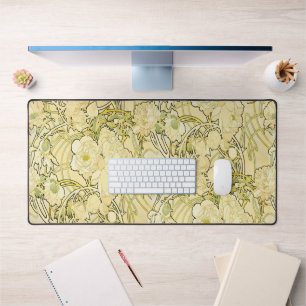 Alphonse Mucha Peonies Art Nouveau Floral Pattern Desk Mat