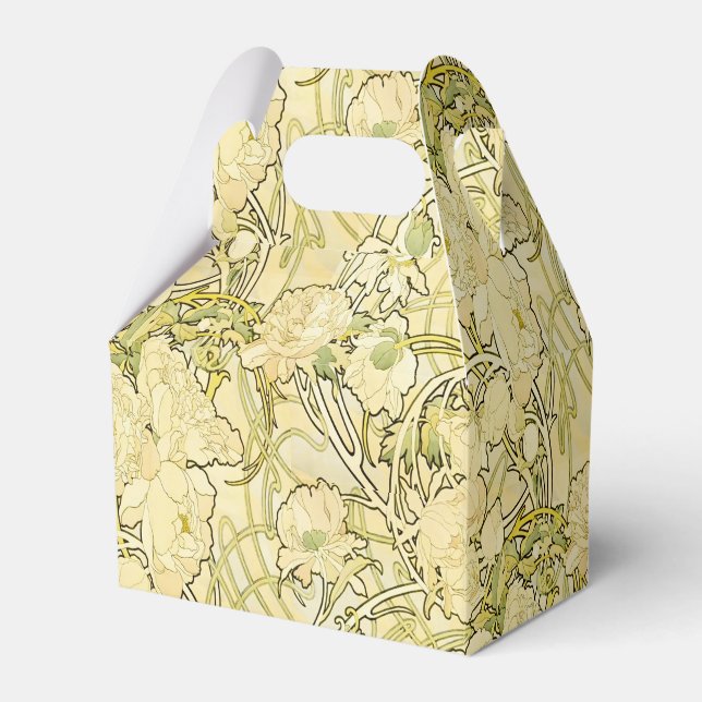Alphonse Mucha Peonies Art Nouveau Floral Pattern Favour Box (Front Side)