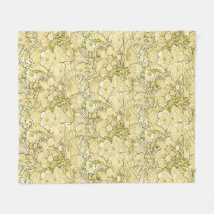 Alphonse Mucha Peonies Art Nouveau Floral Pattern Fleece Blanket