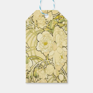 Alphonse Mucha Peonies Art Nouveau Floral Pattern Gift Tags