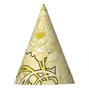 Alphonse Mucha Peonies Art Nouveau Floral Pattern Party Hat