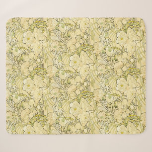 Alphonse Mucha Peonies Art Nouveau Floral Pattern Sherpa Blanket