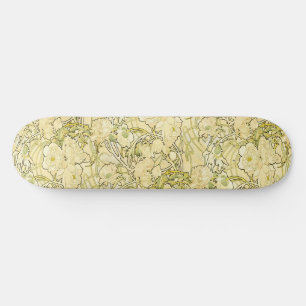 Alphonse Mucha Peonies Art Nouveau Floral Pattern Skateboard