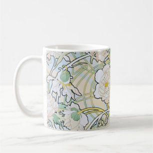 Alphonse Mucha Peonies Coffee Mug