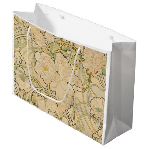 Alphonse Mucha Peonies Peony Roses Fawn 1897 Large Gift Bag
