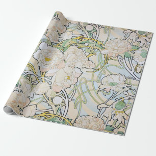 Alphonse Mucha Peonies Wrapping Paper
