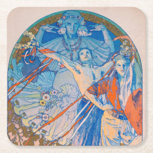 Alphonse Mucha Poster for Sokol Festival (1926) Square Paper Coaster