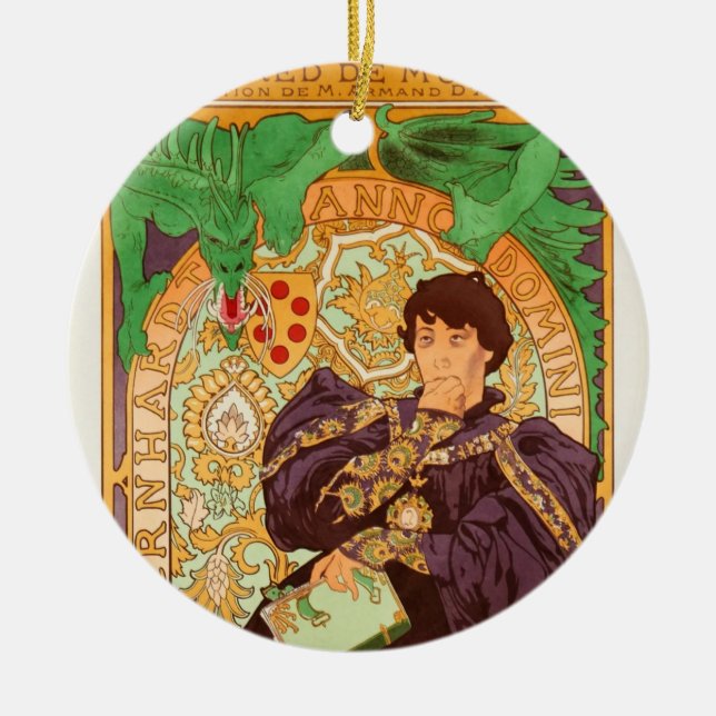 Alphonse Mucha Prince and Dragon Ceramic Ornament (Front)