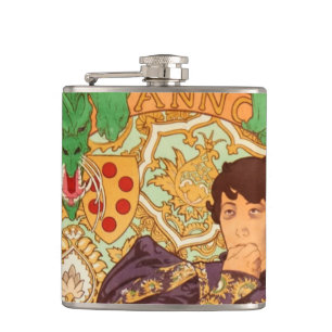 Alphonse Mucha Prince and Dragon Hip Flask