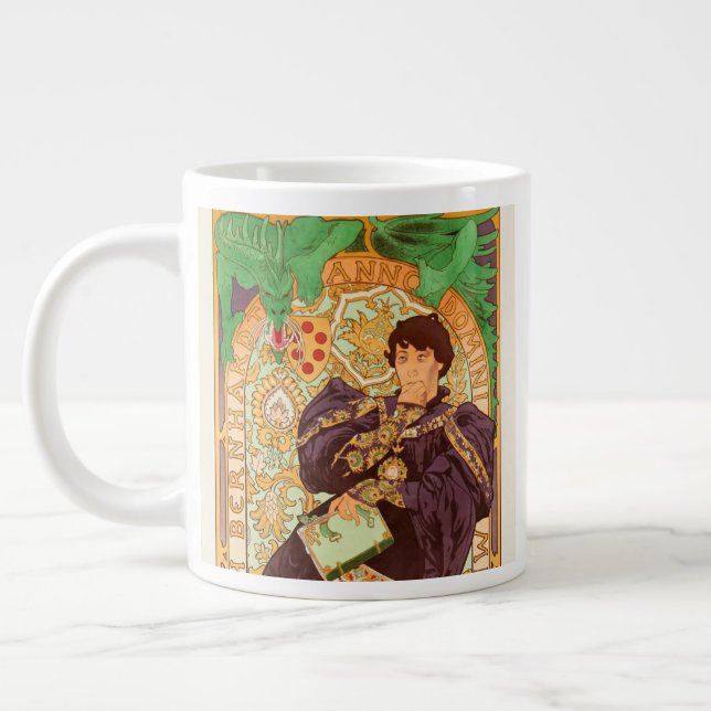 Alphonse Mucha Prince and Dragon Large Coffee Mug (Left)