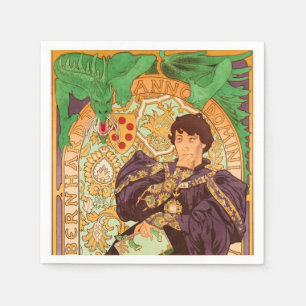 Alphonse Mucha Prince and Dragon Napkin