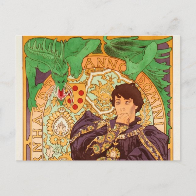 Alphonse Mucha Prince and Dragon Postcard (Front)