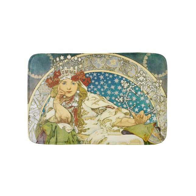 Alphonse Mucha Princess Hyacinth Art Nouveau Bath Mat (Front)