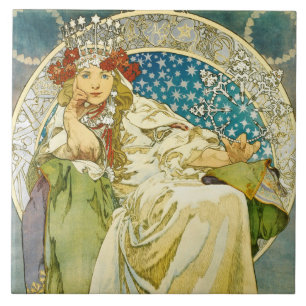 Alphonse Mucha Princess Hyacinth Art Nouveau Tile