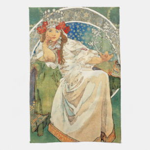 Alphonse Mucha Princess Hyacinth Kitchen Towel