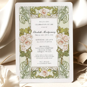 Alphonse Mucha Roses Celebration of Life Invitation