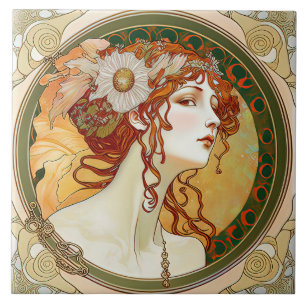 Alphonse Mucha Sarah Bernhardt Art Nouveau Ceramic Ceramic Tile