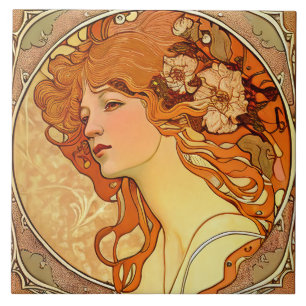 Alphonse Mucha Sarah Bernhardt Art Nouveau Ceramic Ceramic Tile