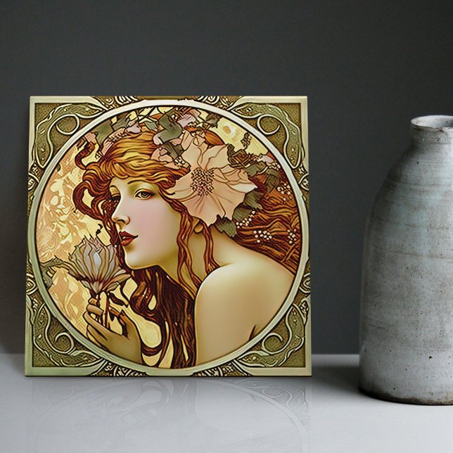 Alphonse Mucha Sarah Bernhardt Art Nouveau Ceramic Ceramic Tile (Creator Uploaded)