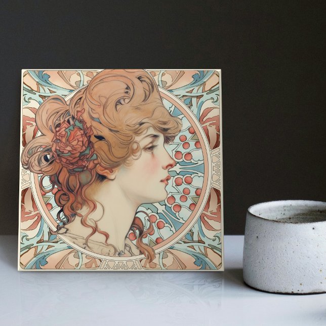 Alphonse Mucha Sarah Bernhardt Art Nouveau Ceramic Ceramic Tile (Creator Uploaded)