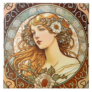 Alphonse Mucha Sarah Bernhardt Art Nouveau Ceramic Ceramic Tile