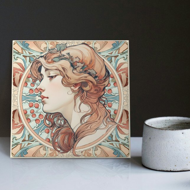 Alphonse Mucha Sarah Bernhardt Art Nouveau Ceramic Tile (Creator Uploaded)