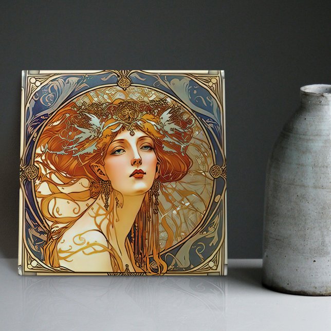 Alphonse Mucha Sarah Bernhardt Art Nouveau Ceramic Tile (Creator Uploaded)