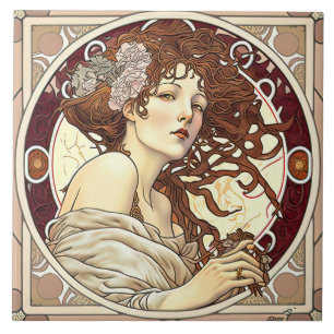 Alphonse Mucha Sarah Bernhardt Art Nouveau Ceramic Tile