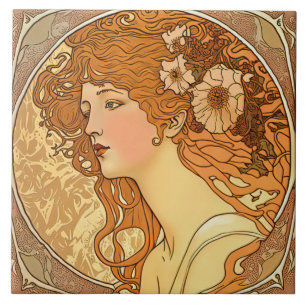 Alphonse Mucha Sarah Bernhardt Art Nouveau Ceramic Tile