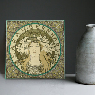 Alphonse Mucha Sarah Bernhardt Art Nouveau Vintage Ceramic Tile