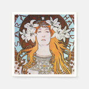 Alphonse Mucha Sarah Bernhardt Vintage Art Nouveau Napkin
