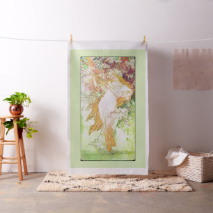 Alphonse Mucha Spring Floral Vintage Art Nouveau Fabric