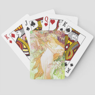 Alphonse Mucha Spring Floral Vintage Art Nouveau Playing Cards