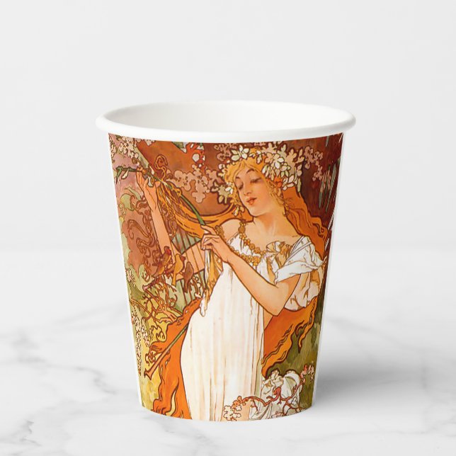 Alphonse Mucha Spring Paper Cups (Front)
