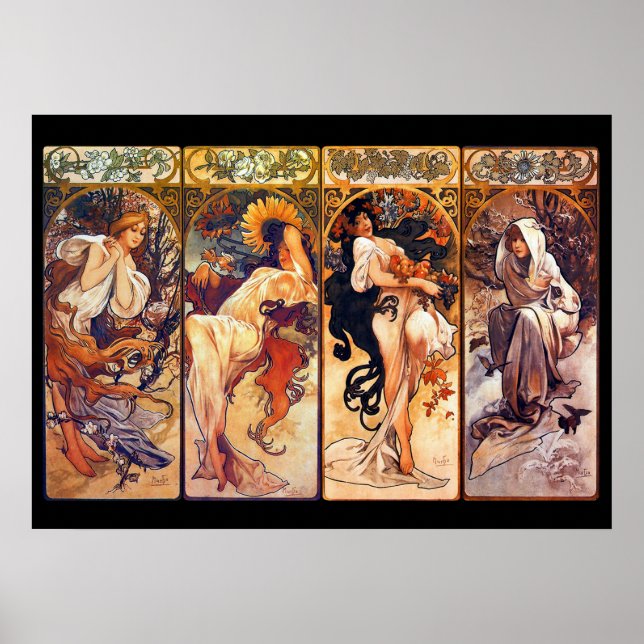 Alphonse Mucha Stunning Art Nouveau Tableau #37 Poster (Front)