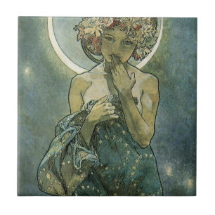 Alphonse Mucha Stunning Art Nouveau Woman #18 Ceramic Tile