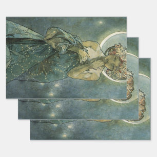 Alphonse Mucha Stunning Art Nouveau Woman #18 Wrapping Paper Sheet