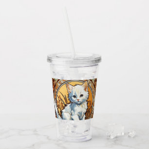 Alphonse Mucha Style Cat Acrylic Tumbler