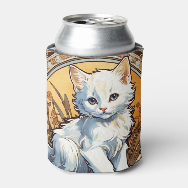 Alphonse Mucha Style Cat Can Cooler (Can Front)