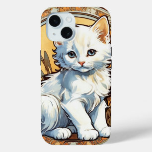 Alphonse Mucha Style Cat iPhone 15 Case