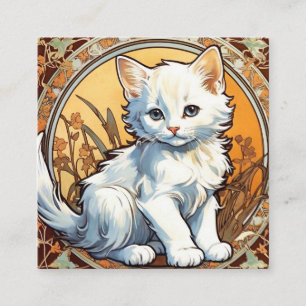 Alphonse Mucha Style Cat Enclosure Card