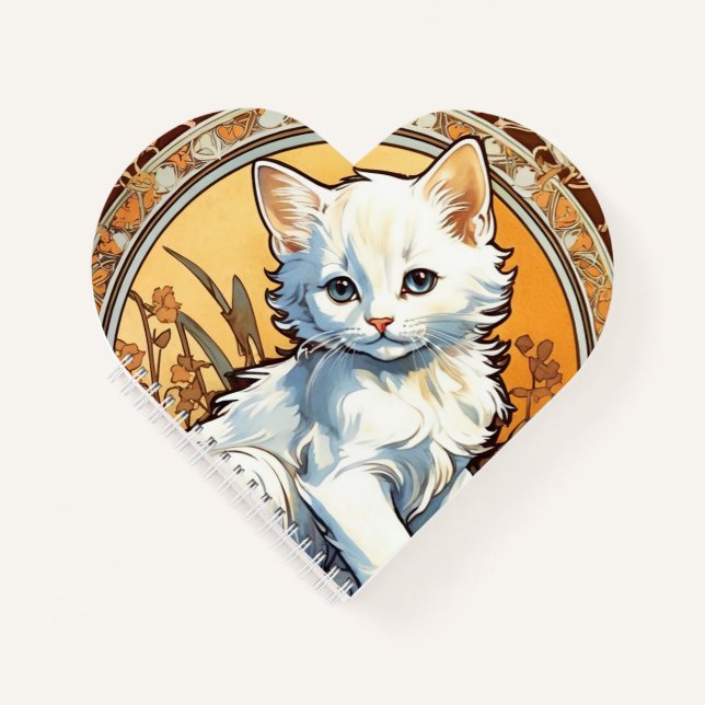 Alphonse Mucha Style Cat Notebook (Front)