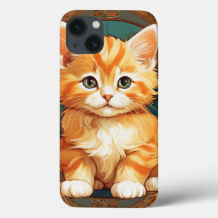 Alphonse Mucha Style Orange Cat iPhone 13 Case