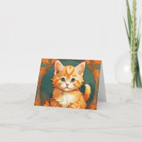 Alphonse Mucha Style Orange Cat
